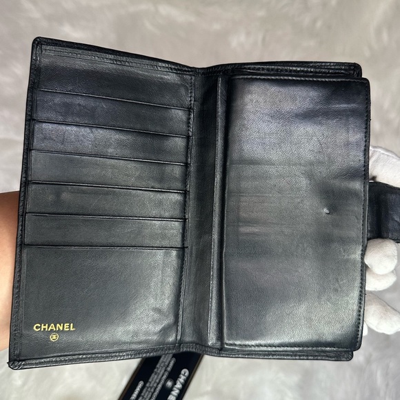 💯 Authentic CHANEL Caviar Stitched French Wallet Black - Picture 6 of 15